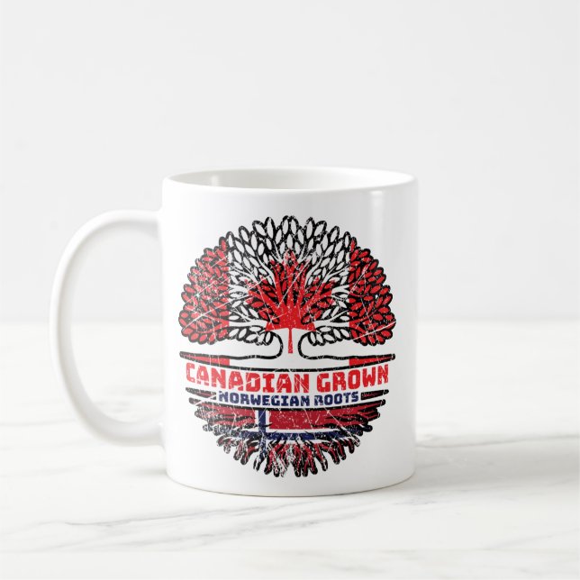 Norge Norska Canadian Träd Roots Flagga Kaffemugg (Vänster)
