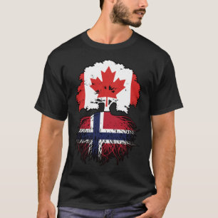 Norge Norska Canadian Träd Roots Flagga T Shirt