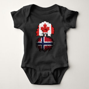 Norge Norska Canadian Träd Roots Flagga T Shirt