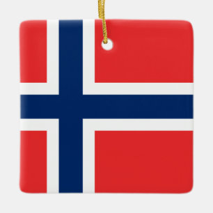 Norge (norska) Flagga Julgransprydnad Keramik