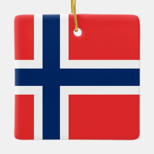 Norge (norska) Flagga Julgransprydnad Keramik (Framsida)