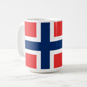 Norge, norska flagga, med jackande av arm kaffemugg