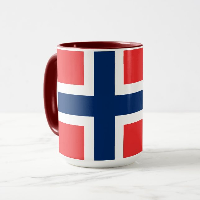 Norge, norska flagga, med jackande av arm mugg (Framsida vänster)