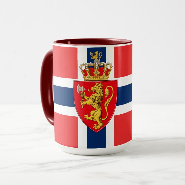 Norge, norska flagga, med jackande av arm mugg (Framsida vänster)