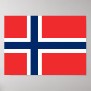 Norge - Norska Flagga Poster