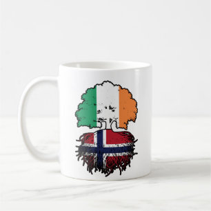 Norge Norska Irish Ireland Träd Roots Flagga Kaffemugg