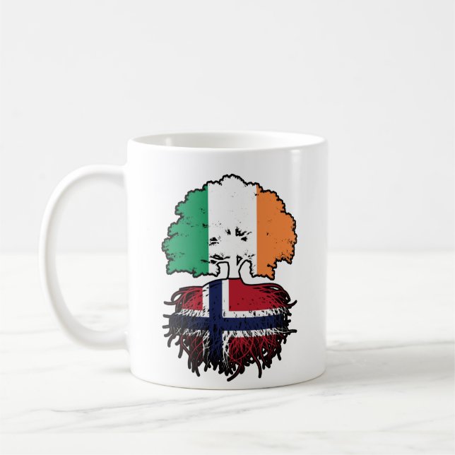 Norge Norska Irish Ireland Träd Roots Flagga Kaffemugg (Vänster)