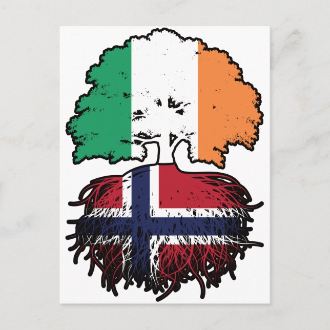 Norge Norska Irish Ireland Träd Roots Flagga Vykort (Framsida)