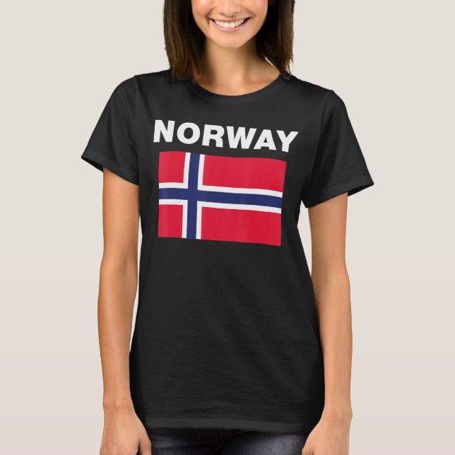 Norge Norskt Flagga T Shirt (Framsida)