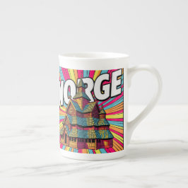 Norge Norway Stave Church Oslo Pop Art Coffee Mug Benporslin Mugg