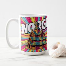 Norge Norway Stavkyrka Kaffe Mugg Oslo Pop Art