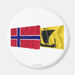 Norge och Nordland som viker flaggor Magnet