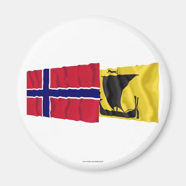Norge och Nordland som viker flaggor Magnet (Framsidan)