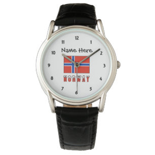 Norge och norsk Flagga med ditt namn Armbandsur