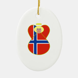 Norge och norska Flagga Julgransprydnad Keramik