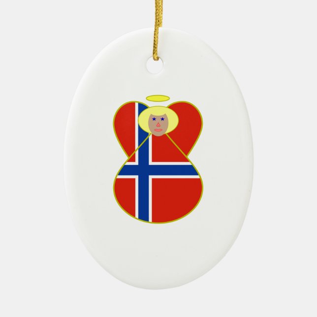 Norge och norska Flagga Julgransprydnad Keramik (Framsidan)