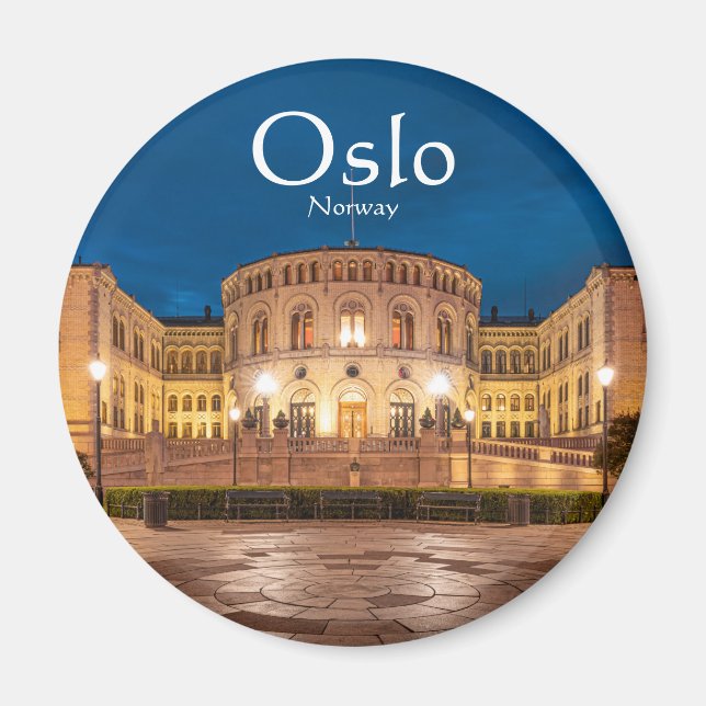 Norge Oslo Storting Byggnad på natten Magnet (Framsidan)