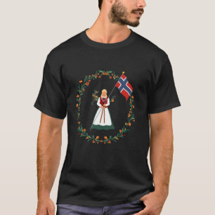 Norge Pride Norska Bunad Girl Flagga Gift Pride T Shirt