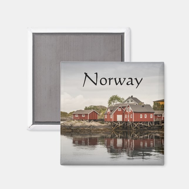 Norge Red Cabin Magnet (Front/Back)