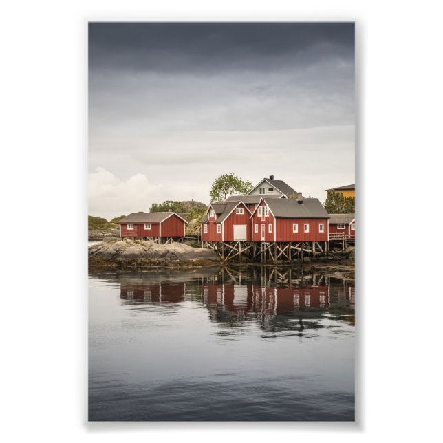 Norge Red Cabins Fototryck (Framsidan)