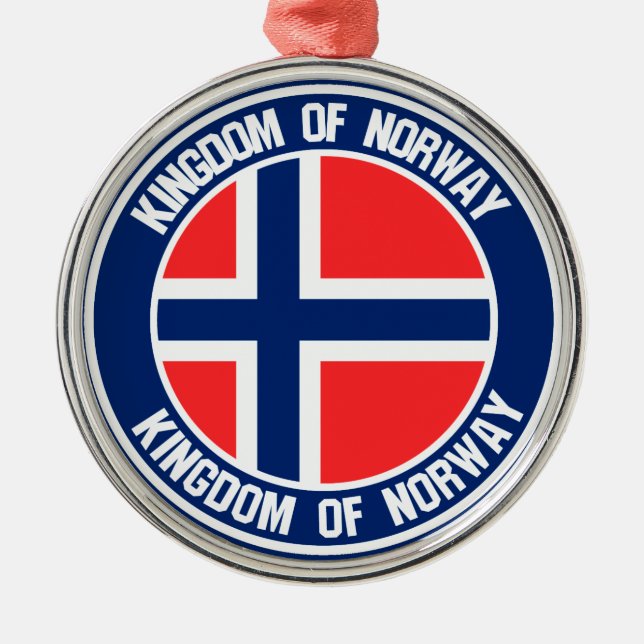 Norge Round Emblem Julgransprydnad Metall (Framsidan)