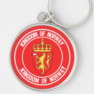 Norge Round Emblem Rund Silverfärgad Nyckelring