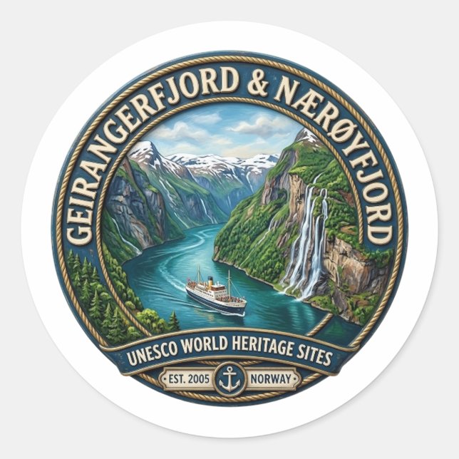 NORGE RUNT KLISTERMÄRKE (Framsida)