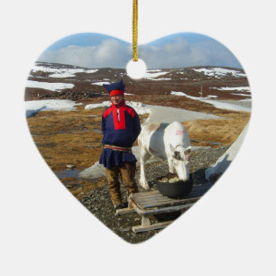 Norge Sami bosättning i Lapland Julgransprydnad Keramik
