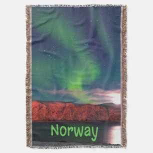 Norge Scandinavian Northern Ljus Red Cliffs Filt