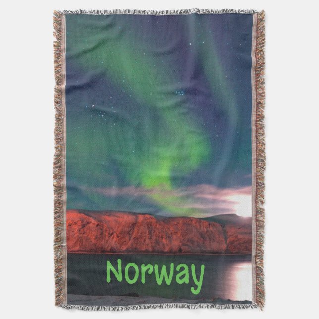 Norge Scandinavian Northern Ljus Red Cliffs Filt (Framsidan Vertikal)