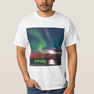 Norge Scandinavian Northern Ljus Red Cliffs T Shirt