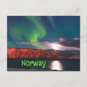 Norge Scandinavian Northern Ljus Red Cliffs Vykort