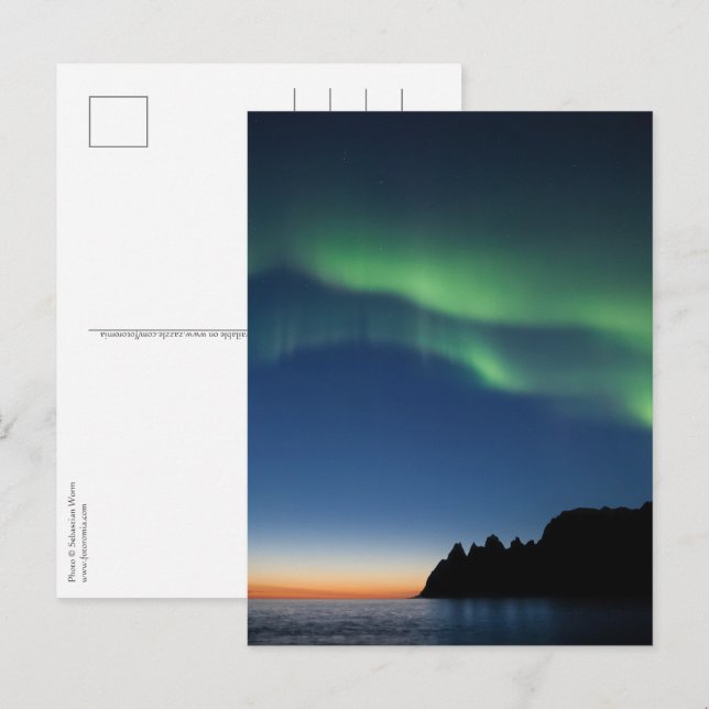 Norge Senja Northern Ljus Vykort (Fram/baksida)