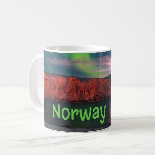 Norge Skandinavian Northern Ljus Red Clips Kaffemugg (Framsida vänster)