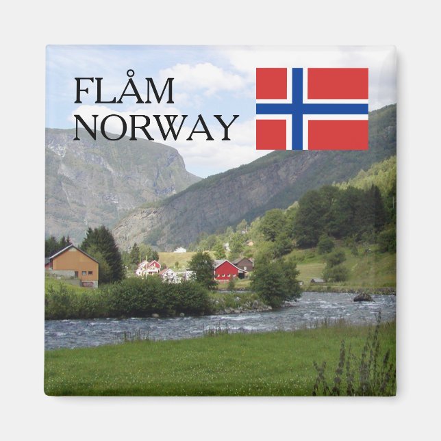 Norge Skandinavien bergen Flam Resesuvenir Magnet (Framsidan)