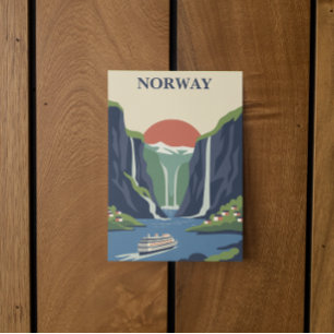 Norge Skandinavien Europa Fjäll Minimalistisk Resa Kort