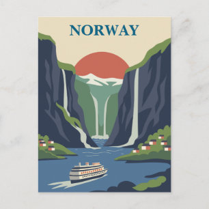 Norge Skandinavien Europa Fjäll Minimalistisk Resa Vykort