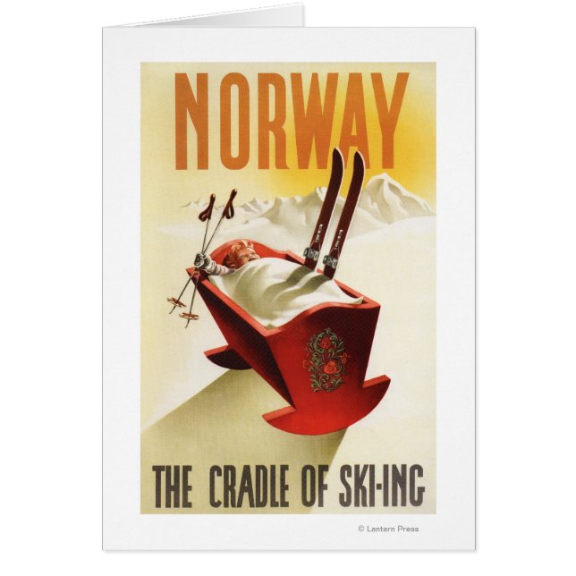 Norge - skidvaggan hälsningskort (Framsidan)