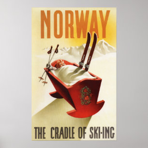 Norge - skidvaggan poster