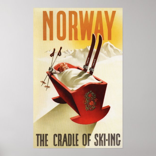 Norge - skidvaggan poster (Framsidan)