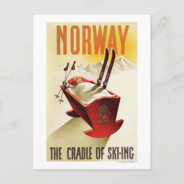 Norge - skidvaggan vykort (Framsida)