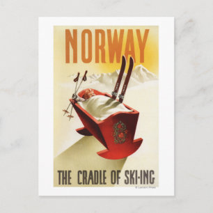 Norge - skidvaggan vykort