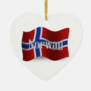 Norge som vinkar flagga julgransprydnad keramik
