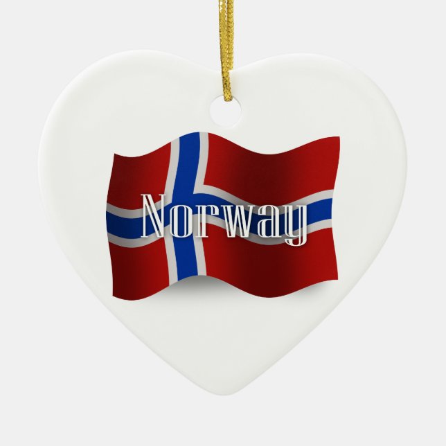 Norge som vinkar flagga julgransprydnad keramik (Framsidan)