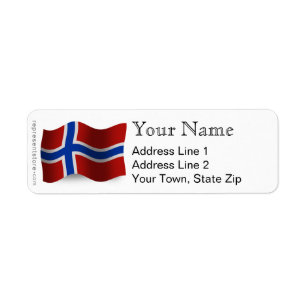 Norge som vinkar flagga returadress etikett
