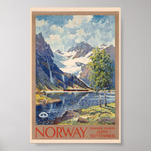 Norge Sommarsäsongen juni-september Vintage affisc Poster