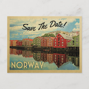 Norge Spara datum, norsk Vintage Meddelande Vykort
