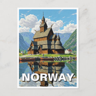 Norge Stave Church Travel Vykort