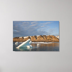 Norge, Svalbard, Spitsbergen Island, Solnedgång Canvastryck