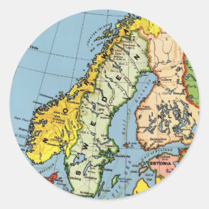 Norge Sverige Danmark Karta Design Runt Klistermärke
